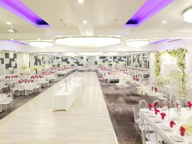 Grand Banquet & Convention Centre ballroom with dance floor for weddings and gala events.