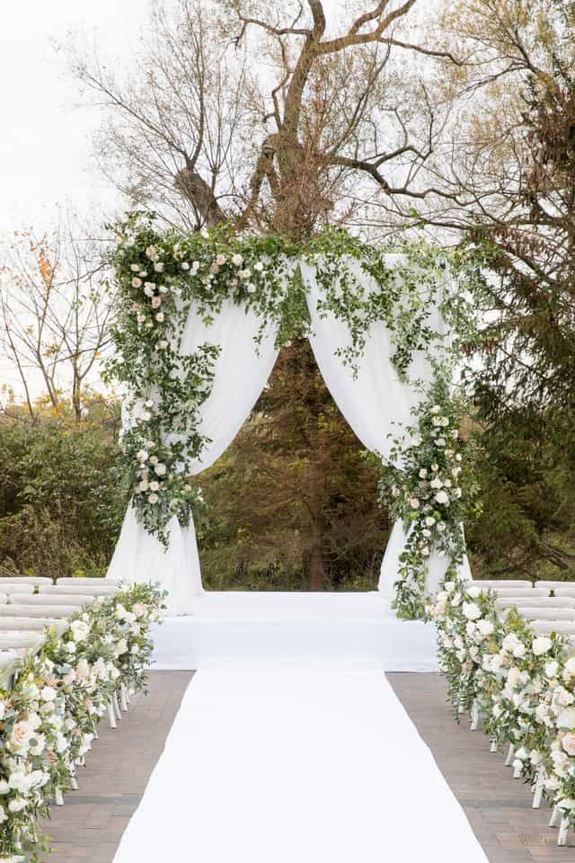 Arlington Estate gazebo with floral arch for romantic outdoor wedding ceremony.