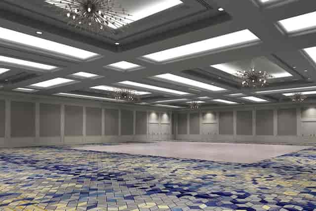Ballroom at Sheraton Parkway Toronto North with modern chandeliers for corporate events and weddings.