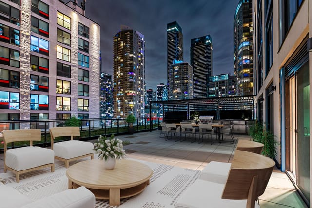 Luxury rooftop terrace with skyline views for corporate events and VIP receptions.