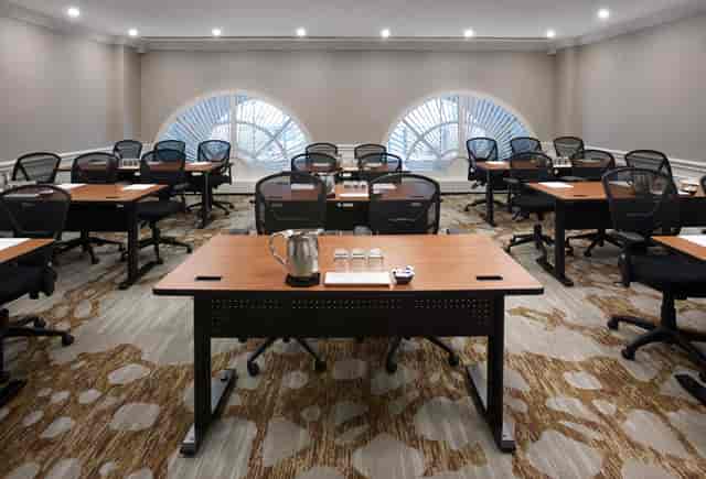 Champagne Ballroom, Novotel Toronto Centre: classroom-style meeting room for corporate training.