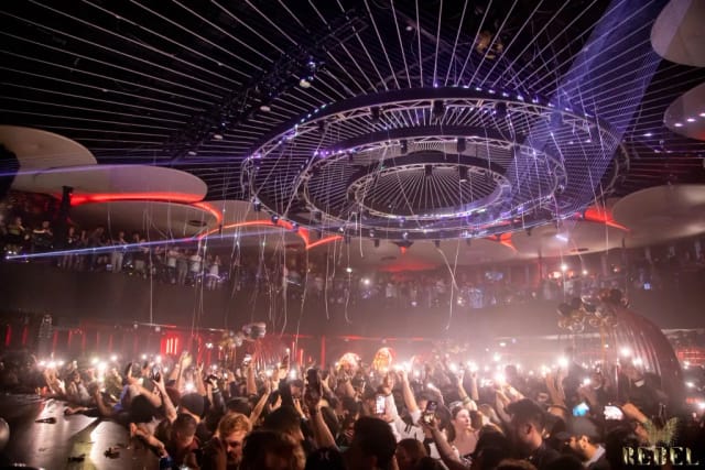Rebel INK nightclub event space with ambient lighting for corporate parties and gala venues.