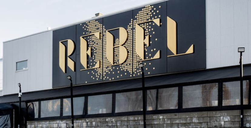 Bar in Rebel industrial exterior signage for edgy product launches and experiential events.
