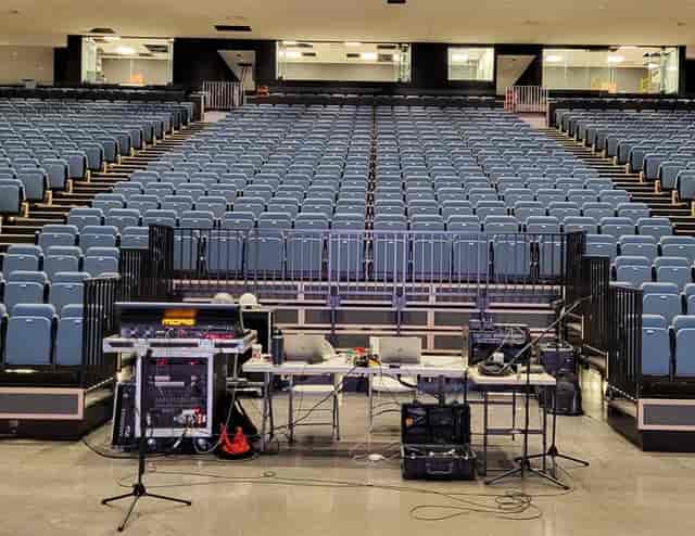 Tiered auditorium at The Theatre, Great Canadian Toronto for corporate events and presentations.