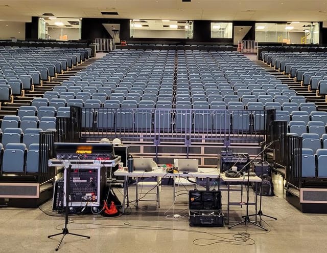 Tiered auditorium at The Theatre, Great Canadian Toronto for corporate events and presentations.