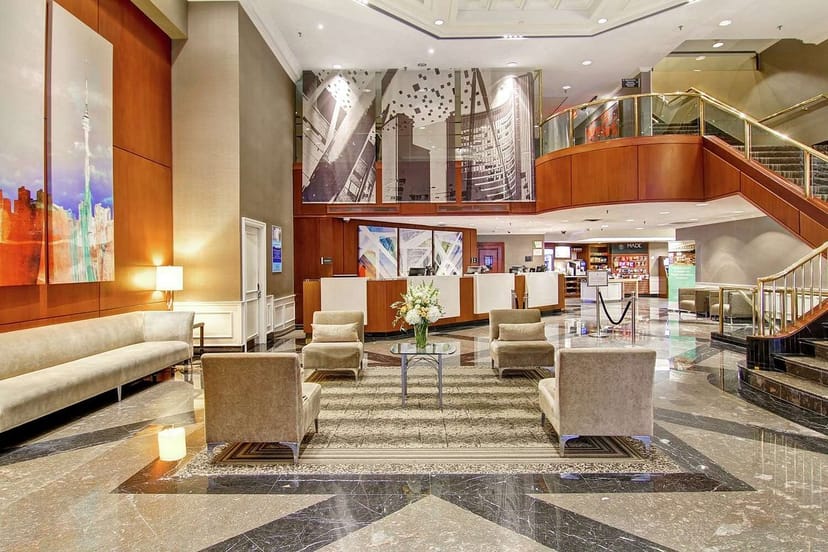 Luxury Saint James Hotel lobby bar for VIP event registration and guest welcome.