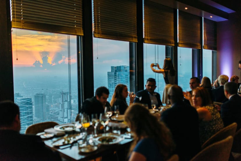 Canoe restaurant sunset view for premium corporate networking and upscale business dinner events.
