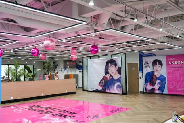 S³PACE event venue featuring branded step-and-repeats and thematic decor for corporate functions.