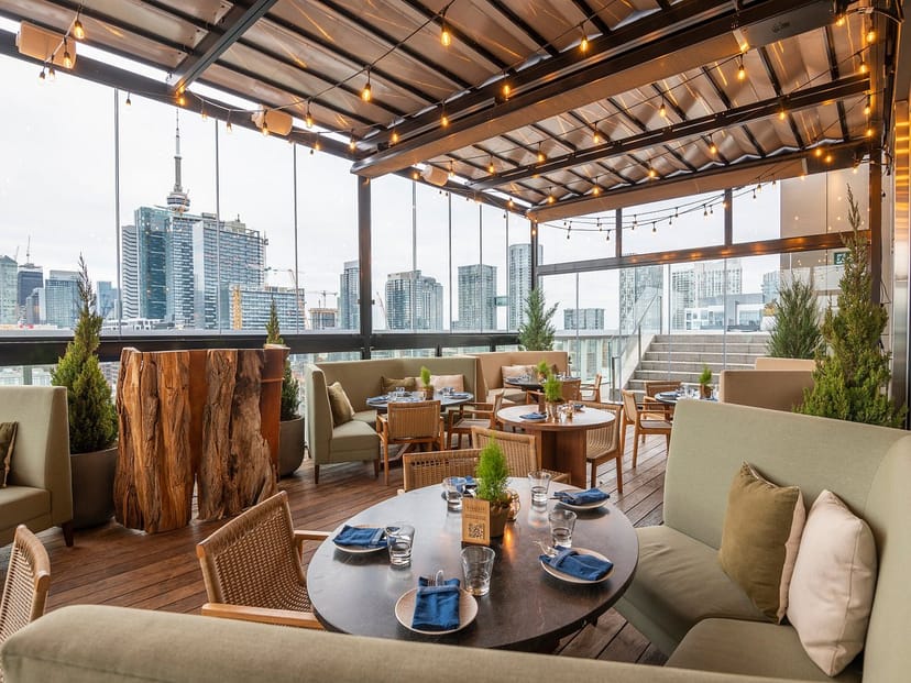 Dimmi Trattoria rooftop lounge with skyline views for networking events and VIP dinners.