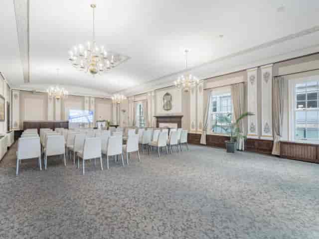 Fairley Lounge Faculty Club theater-style setup for upscale seminar and board presentation.