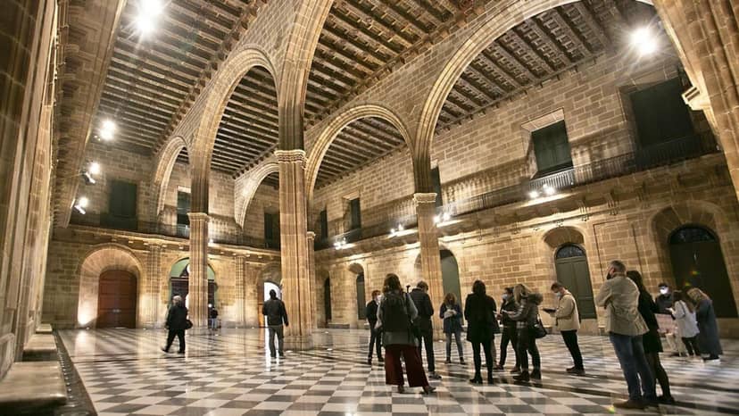 Historical La Llotja de Mar venue with Gothic architecture for gala dinners and art exhibitions.