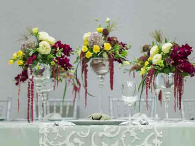 Lush floral centerpiece at Marquis Reforma banquet table for gala and wedding events.