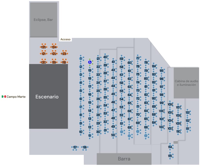 Theater floor plan for Lunario del Auditorio Nacional, event seating layout.