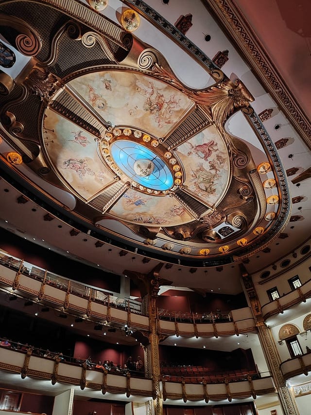 Ornate Teatro de la Ciudad Esperanza Iris venue for historic gala and keynote event hosting.