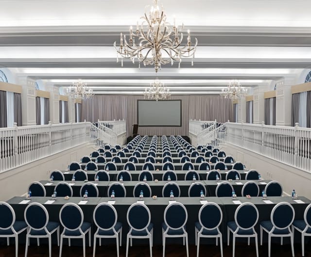 Del Prado Hall at The Don CeSar: Ballroom with chandelier lighting for corporate conference events.