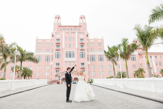 Luxury Don CeSar courtyard wedding venue with iconic architecture for elegant social events.
