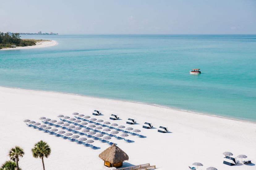 Beachfront incentive program at Longboat Key Club with luxury corporate retreat seating.