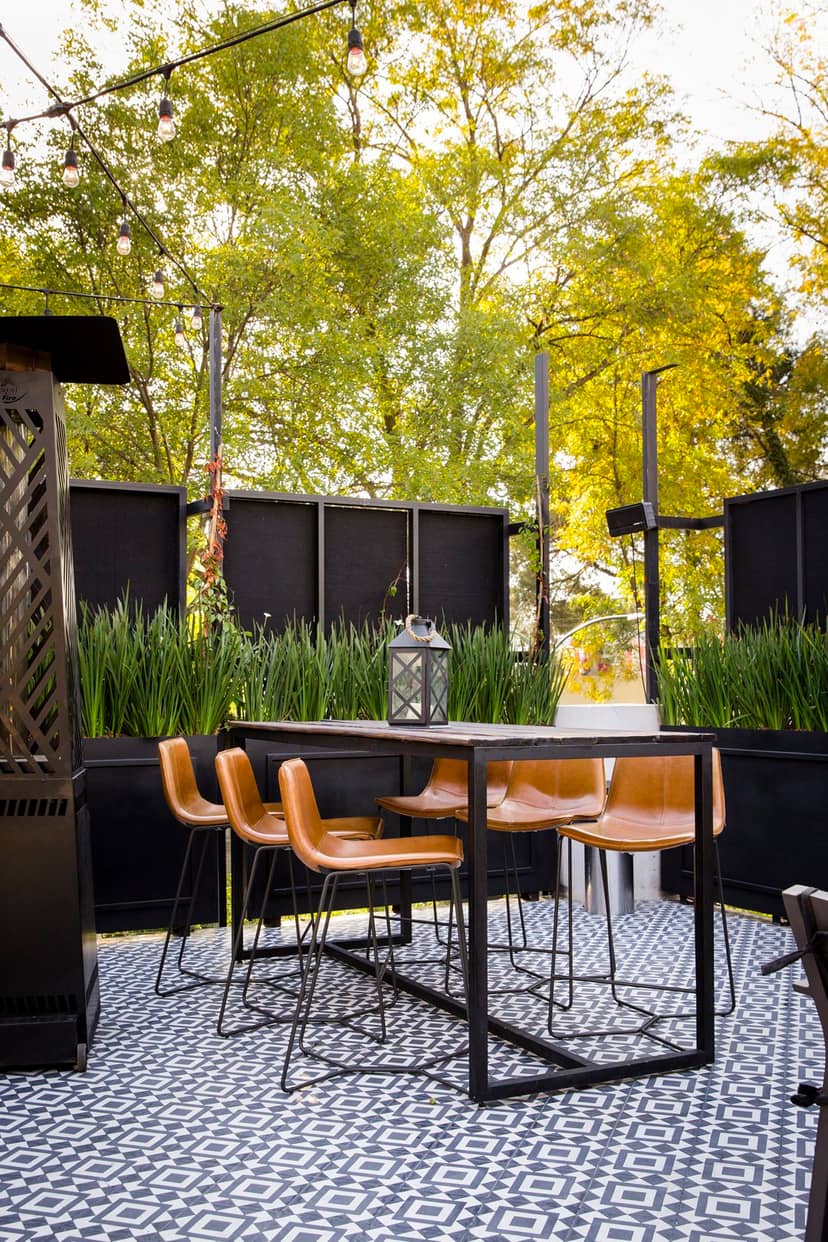 Terrace in Brocante with modern seating for intimate networking events and breakout sessions.
