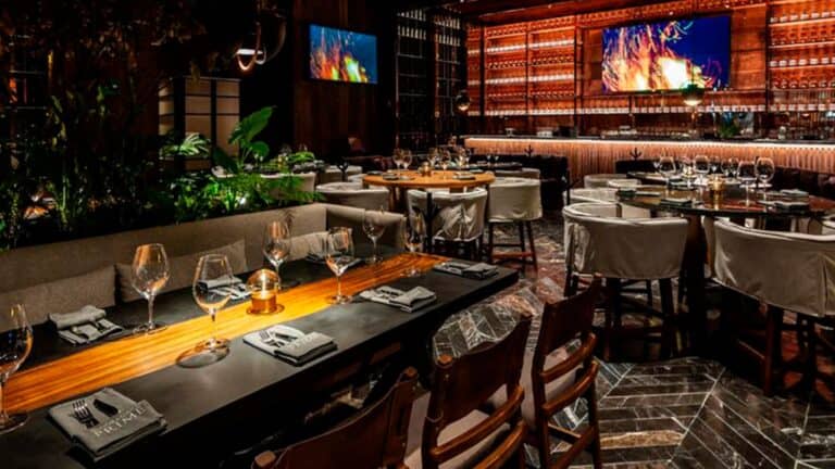Casa Prime restaurant featuring moody lighting for corporate receptions and VIP dinners.