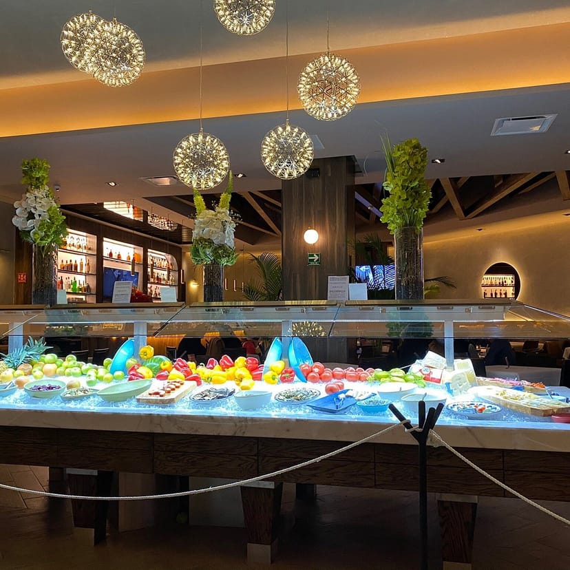 Fogo de Chão Perisur premium produce station for luxury corporate breakfast and networking events.