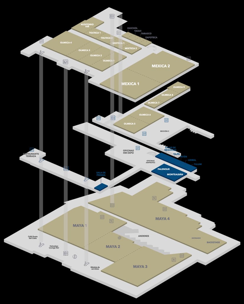 Planta Alta floor plan at Tlatelolco Convention Center for event venue management and logistics.