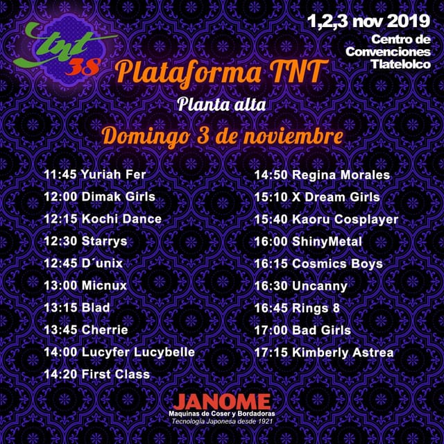 Planta Alta at Tlatelolco Convention Center showing a busy event schedule and stage management.
