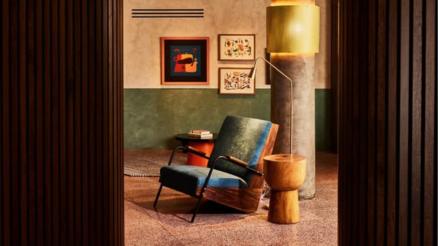 Luxury boutique hotel breakout nook for executive networking and corporate event space.