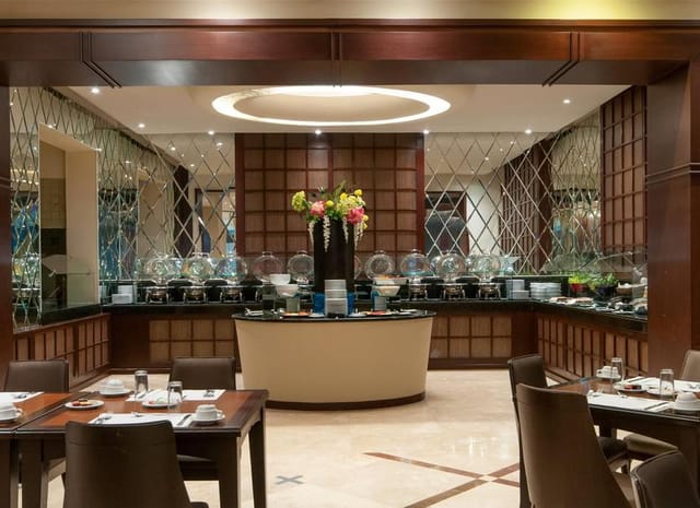 BelAir Unique hotel banquet hall set for corporate buffet lunch or breakfast event.