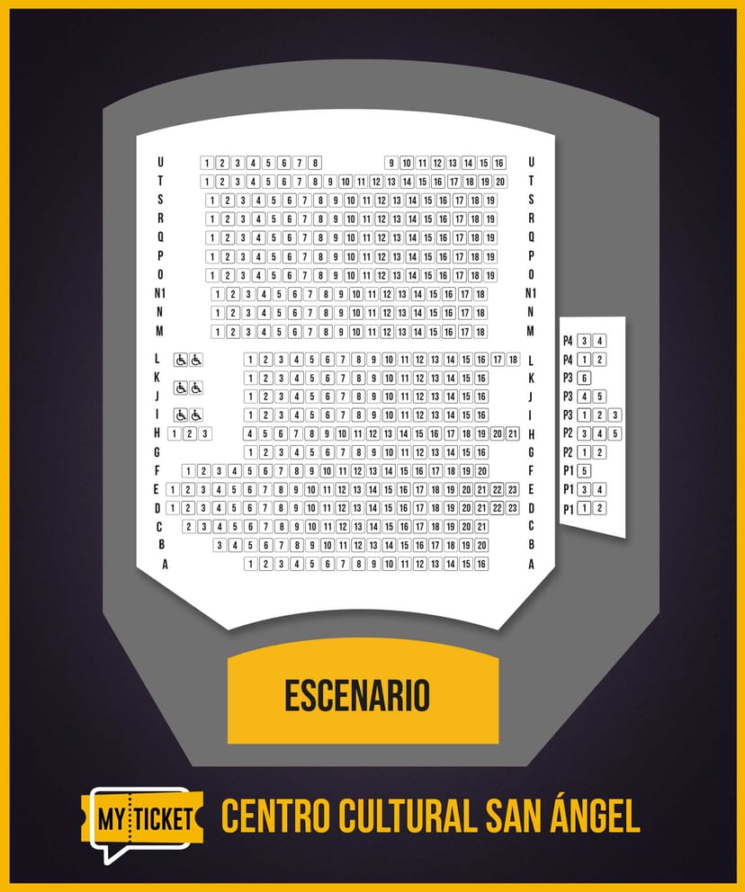 San Ángel Cultural Center theater seating chart for event venue planning and ADA accessibility.