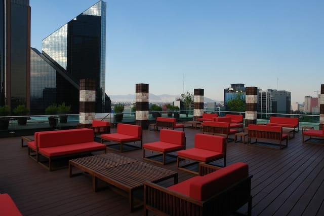 Rooftop terrace at City Centro Mexico City: premium networking event venue with skyline views.