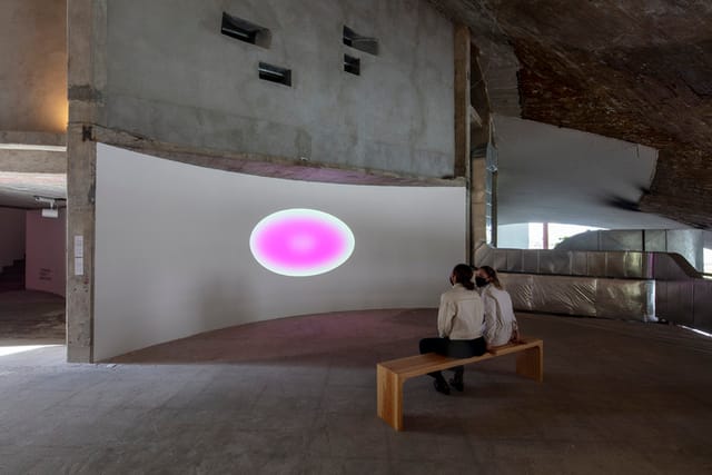 Minimalist AV installation at LagoAlgo cultural center for immersive brand activations.
