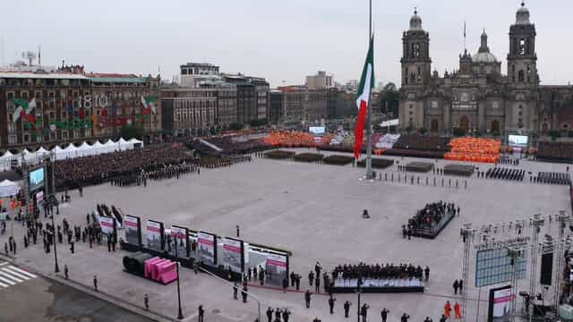 Explanada Cuauhtémoc outdoor activation: large-scale crowd management at a Mexico City public event.