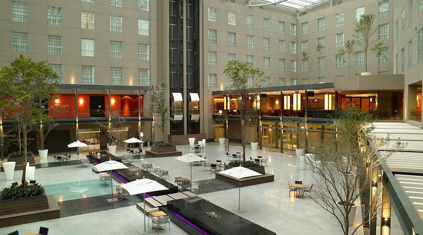 Coyoacan hotel atrium for corporate networking mixers and upscale receptions.