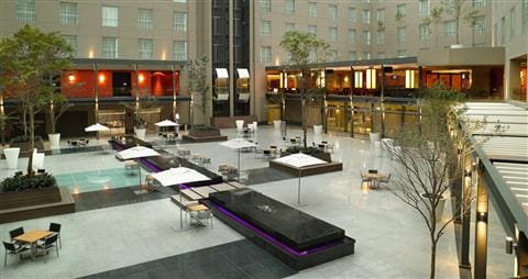 Coyoacan courtyard in Mexico City Airport for upscale networking events and cocktail receptions.