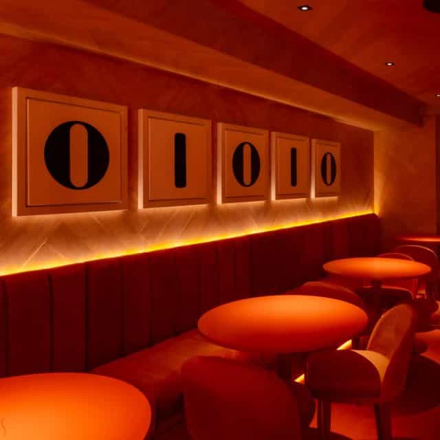 Luxury suite for cocktail receptions and networking events with stylish LED lighting.