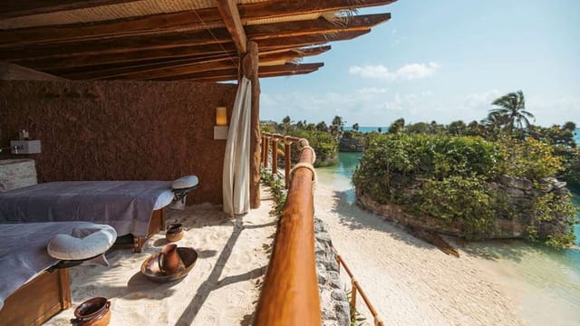 Luxury open-air spa suite at Hotel Xcaret Mexico for corporate incentive travel and wellness events.