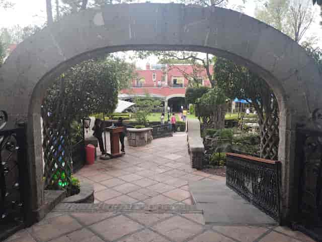 Hacienda de Tlalpan open-air stone terrace for boutique wedding receptions and cocktail events.