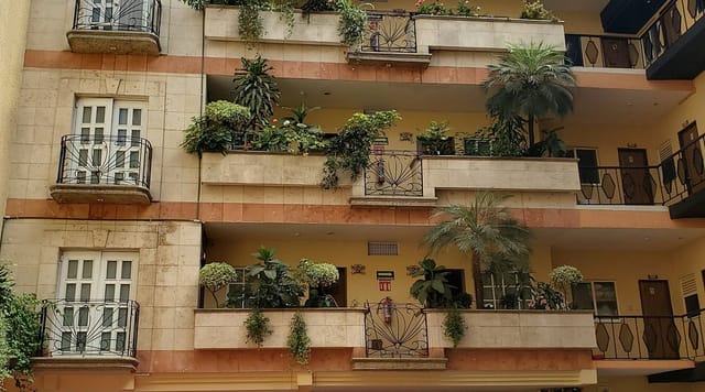 Hotel Santa Maria Mexico City, tiered balcony venue for boutique outdoor events and networking.