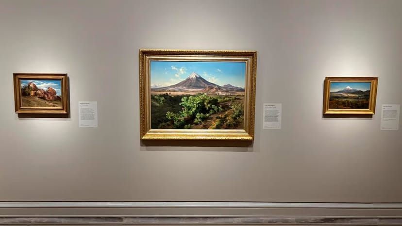 Curated gallery wall in Galería José María Velasco for networking reception and art exhibition.