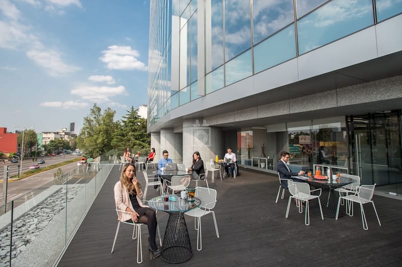 Premium outdoor corporate breakout space for networking and cocktail events.