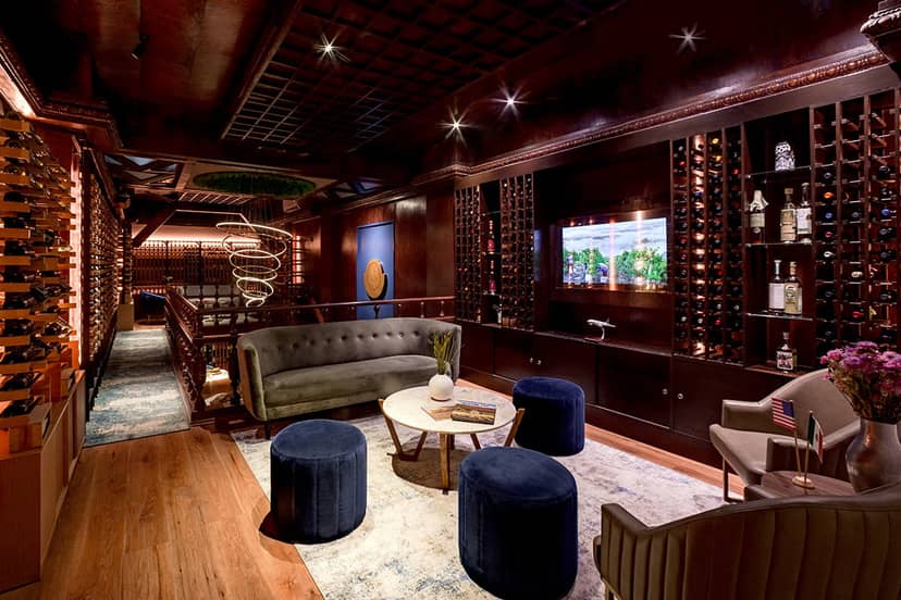 VIP wine bar lounge for exclusive private tastings and sophisticated networking events.