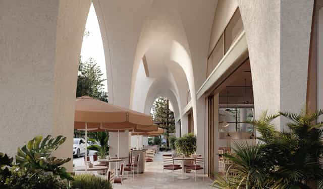 Mondrian Ballroom Gold Coast: Elegant arched outdoor venue for luxury corporate events and weddings.