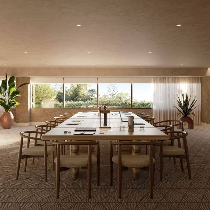 Mondrian Ballroom boardroom with biophilic design for corporate events and workshops.