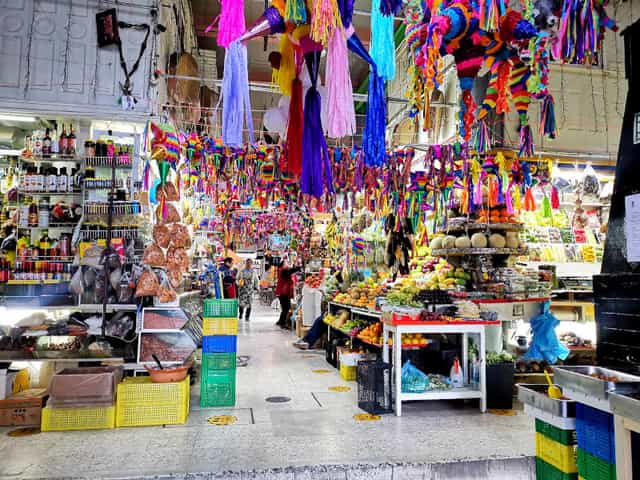 Vibrant Mercado San Joaquin market: authentic venue for city dine-around and incentive group tours.