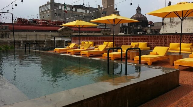 Rooftop bar at Downtown Mexico Hotel: VIP cocktail reception and incentive travel venue.