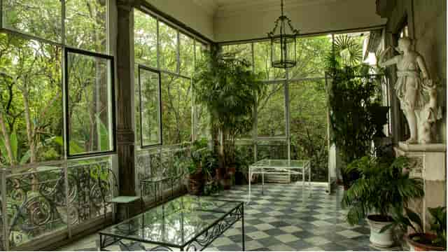 Casa de la Bola Museum solarium with biophilic design for VIP receptions and bridal luncheons.