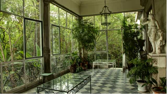 Casa de la Bola Museum solarium with biophilic design for VIP receptions and bridal luncheons.