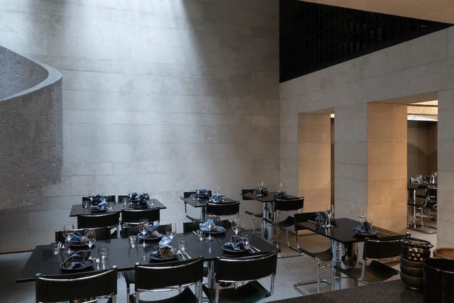 Minimalist Masala y Maiz dining room for corporate dinners and networking events.