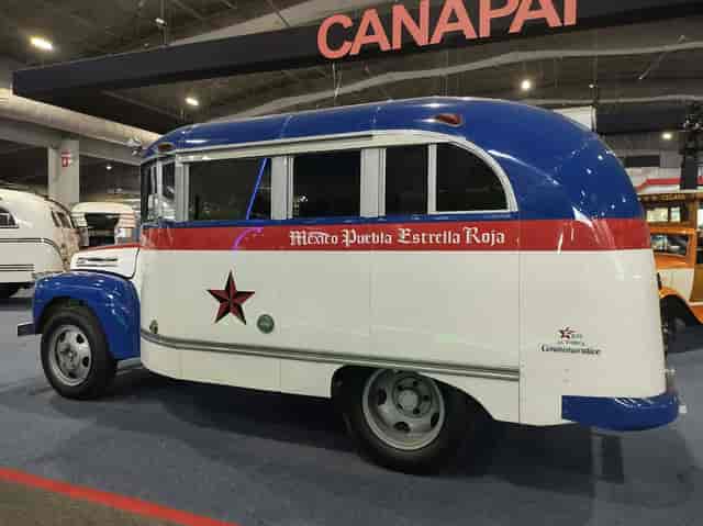 Vintage promotional vehicle at Expo Santa Fe trade show for experiential marketing.