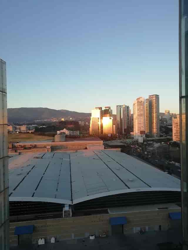 Expo Santa Fe convention center at golden hour, ideal for corporate events and gala receptions.